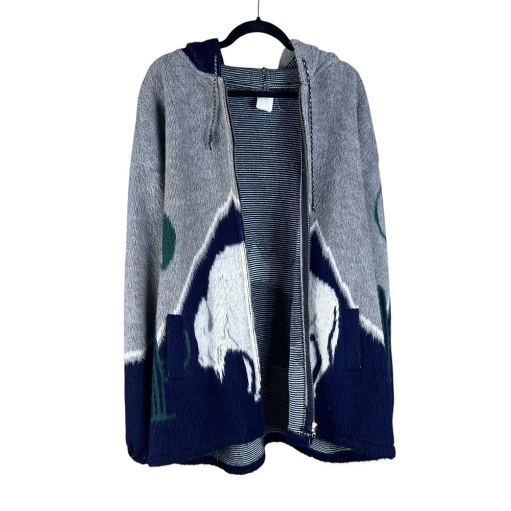 Aguilas 90s Y2K Artesanias Sweater Jacket Tribal Ecuador Fuzzy Alpaca Indigenous - Picture 4 of 11